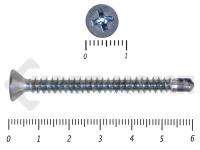 Саморез потай, цинк 5.5 x 60 сверло, DIN 7504P, МОСКРЕП (100шт)