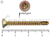 Саморез оконный со сверлом, Жёлтый цинк, под автомат 3,9х35 Kn (50шт)